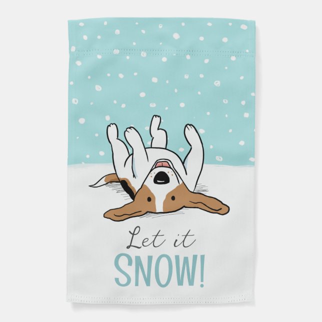 Beagle Winter Let it Snow Cute Dog Lover's Garden Flag (Front)