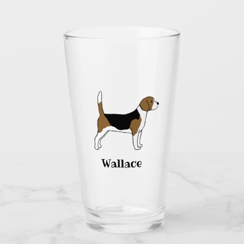 Beagle with Custom Text  Dog Lover Personalized Glass
