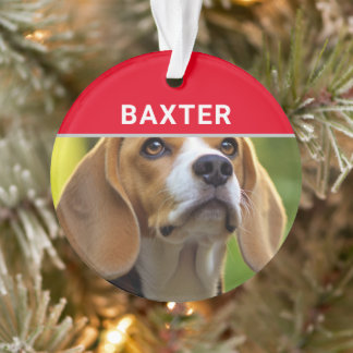 Beagle with Dog's Name and Photo Christmas Ornament