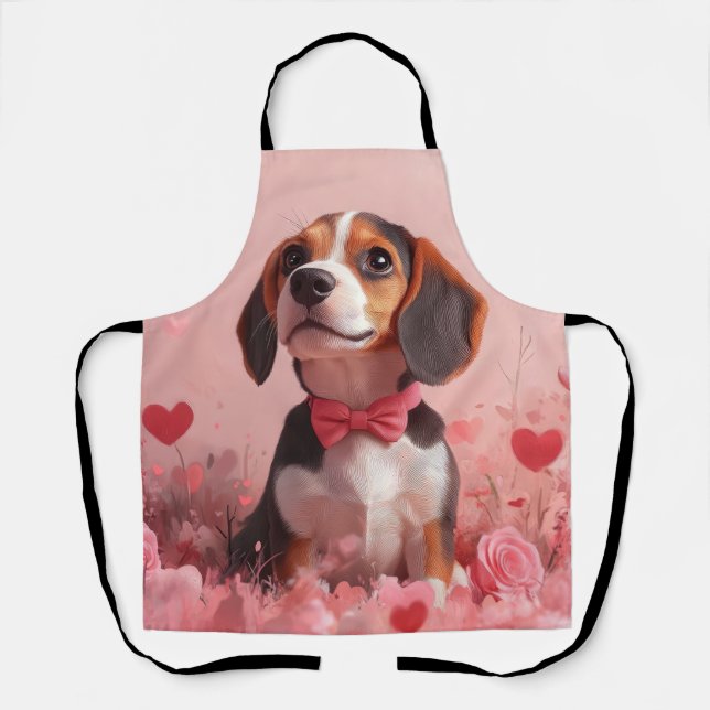 Beagle with Roses - Valentine's Day Apron (Front)