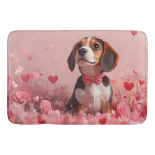 Beagle with Roses - Valentine's Day Bath Mat