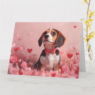 Beagle with Roses - Valentine's Day Card