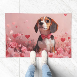 Beagle with Roses - Valentine's Day Doormat