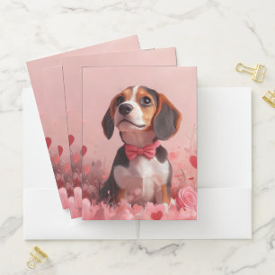 Beagle with Roses - Valentine's Day Pocket Folder