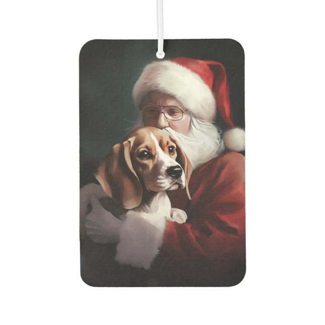 Beagle With Santa Claus Festive Christmas Air Freshener (Front)
