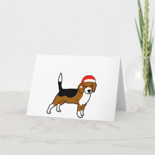 Beagle with Santa hat Holiday Card