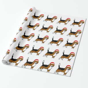 Beagle with Santa hat Wrapping Paper