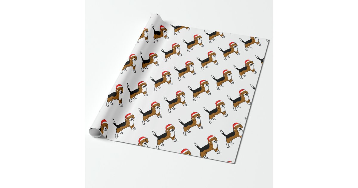 Beagle with Santa hat Wrapping Paper | Zazzle