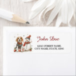 Beagle with Snowman Christmas Return Address Label<br><div class="desc">Add some seasonal joy to your mail with this adorable Beagle with Snowman return address label! Featuring a cute Beagle and snowman design,  this festive label is perfect for dog lovers sending out Christmas cards and holiday greetings</div>