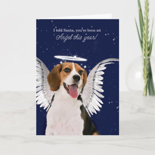 Beagle with Wings Angel Dog Christmas Holiday Card