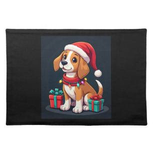 Beagle Xmas Lighting Santa Beagle Dog Christmas Ta Cloth Placemat