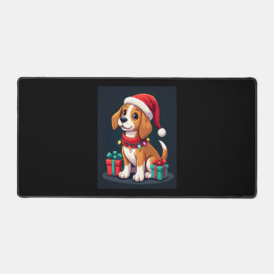 Beagle Xmas Lighting Santa Beagle Dog Christmas Ta Desk Mat
