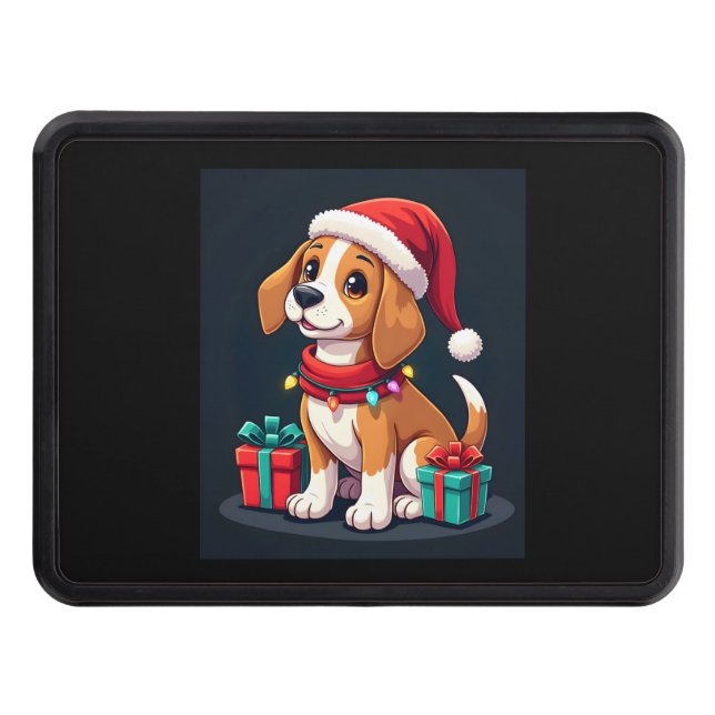Beagle Xmas Lighting Santa Beagle Dog Christmas Ta Hitch Cover (Front)