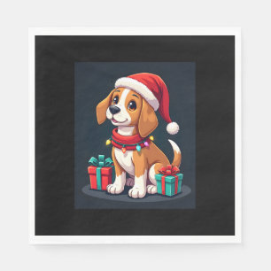 Beagle Xmas Lighting Santa Beagle Dog Christmas Ta Napkins