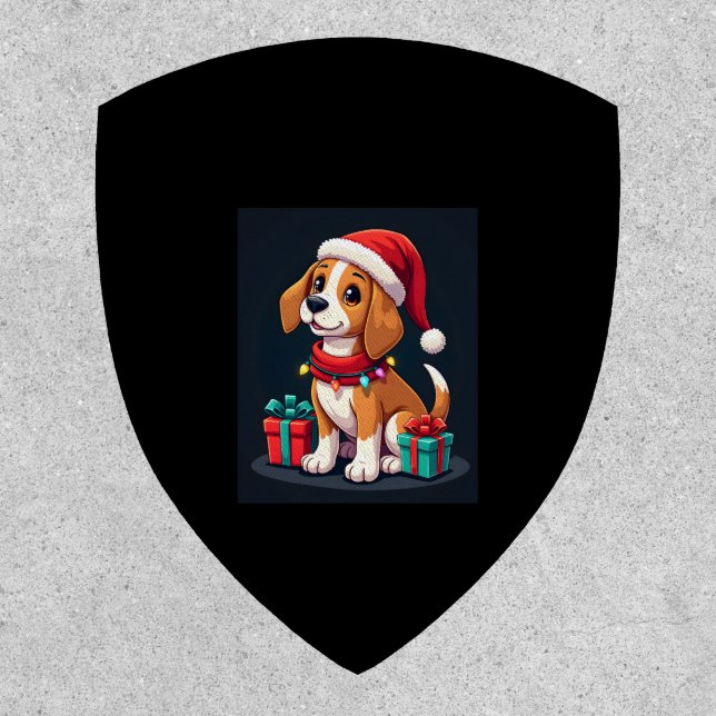 Beagle Xmas Lighting Santa Beagle Dog Christmas Ta Patch (Front)
