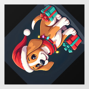 Beagle Xmas Lighting Santa Beagle Dog Christmas Ta Wall Decal