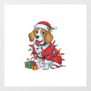 Beagle Xmas Lighting Santa Beagle Dog Christmas Wall Decal