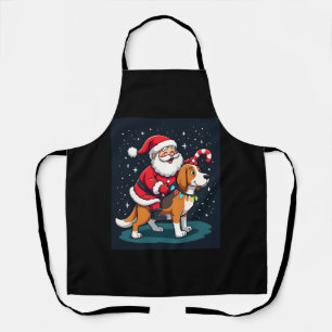 Beagle Xmas Lighting Santa Riding Beagle Dog Chris Apron