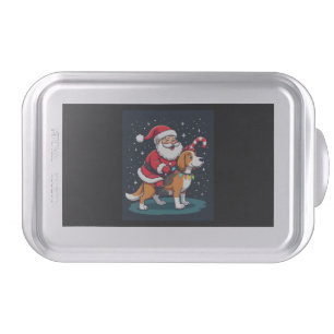 Beagle Xmas Lighting Santa Riding Beagle Dog Chris Cake Pan