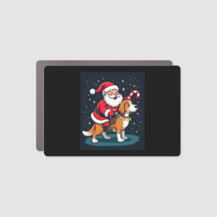 Beagle Xmas Lighting Santa Riding Beagle Dog Chris Car Magnet