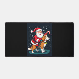 Beagle Xmas Lighting Santa Riding Beagle Dog Chris Desk Mat