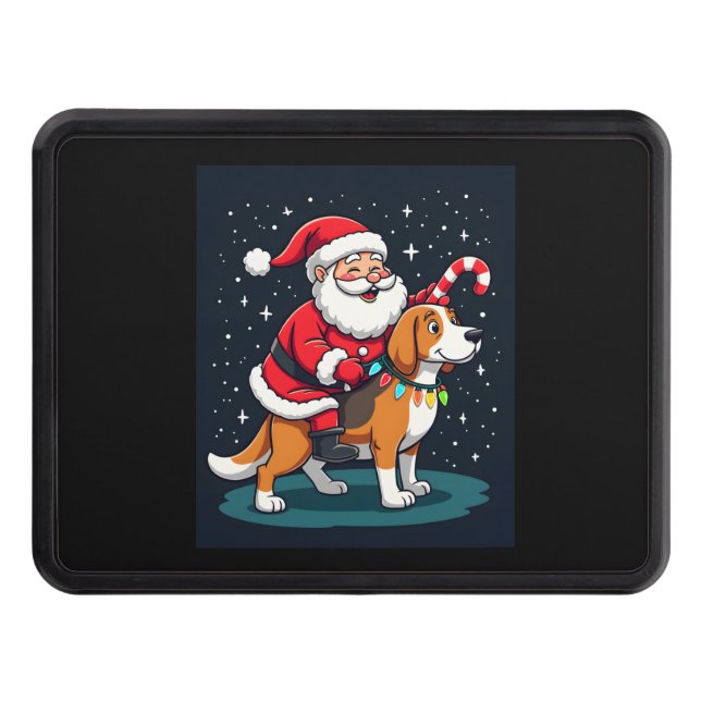 Beagle Xmas Lighting Santa Riding Beagle Dog Chris Hitch Cover (Front)