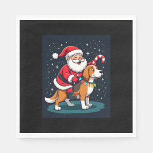 Beagle Xmas Lighting Santa Riding Beagle Dog Chris Napkins