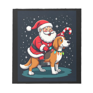 Beagle Xmas Lighting Santa Riding Beagle Dog Chris Notepad