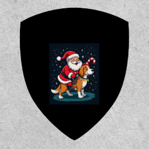 Beagle Xmas Lighting Santa Riding Beagle Dog Chris Patch