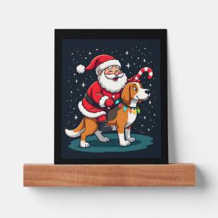 Beagle Xmas Lighting Santa Riding Beagle Dog Chris Picture Ledge