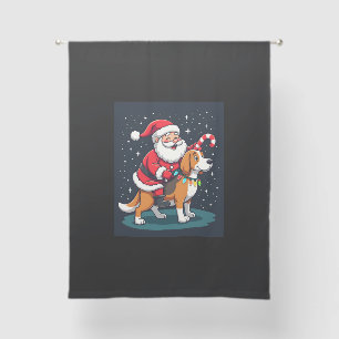 Beagle Xmas Lighting Santa Riding Beagle Dog Chris Sheer Curtains