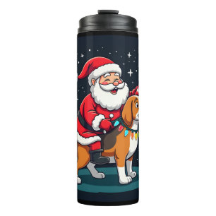 Beagle Xmas Lighting Santa Riding Beagle Dog Chris Thermal Tumbler