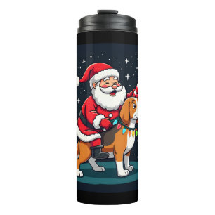 Beagle Xmas Lighting Santa Riding Beagle Dog Chris Thermal Tumbler