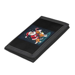Beagle Xmas Lighting Santa Riding Beagle Dog Chris Trifold Wallet