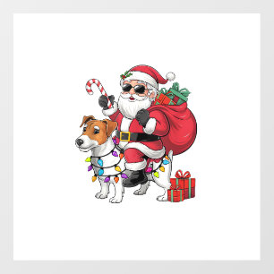 Beagle Xmas Lighting Santa Riding Beagle Dog Chris Wall Decal