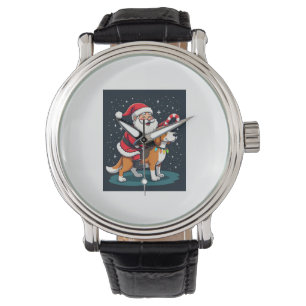 Beagle Xmas Lighting Santa Riding Beagle Dog Chris Watch