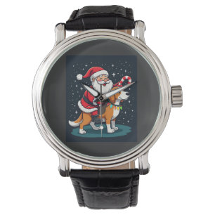 Beagle Xmas Lighting Santa Riding Beagle Dog Chris Watch