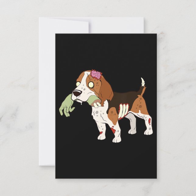 Beagle Zombie Hand Funny Dog Halloween Gift RSVP Card (Front)