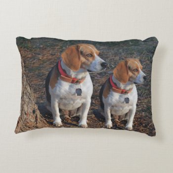 Beagles By The Tree Accent Pillow by WackemArt at Zazzle