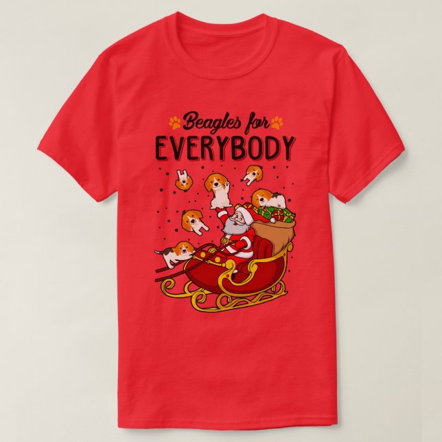 Beagles Christmas T-Shirt (Design Front)