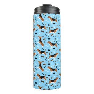 Beagles Dog Pattern Blue Pawprints Thermal Tumbler