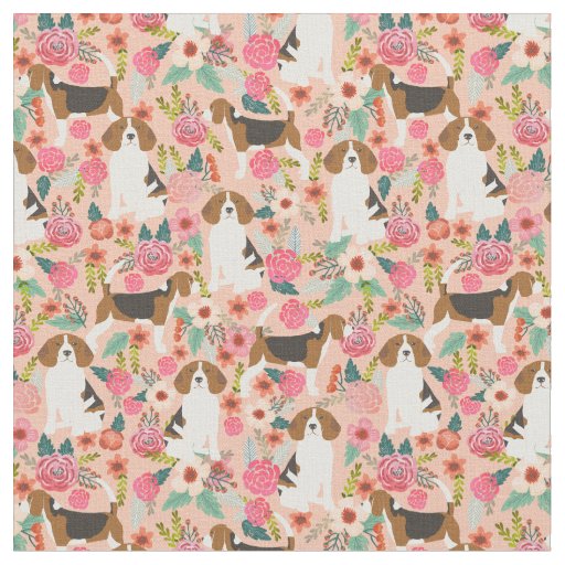 Beagles Fabric - Flowers Pink
