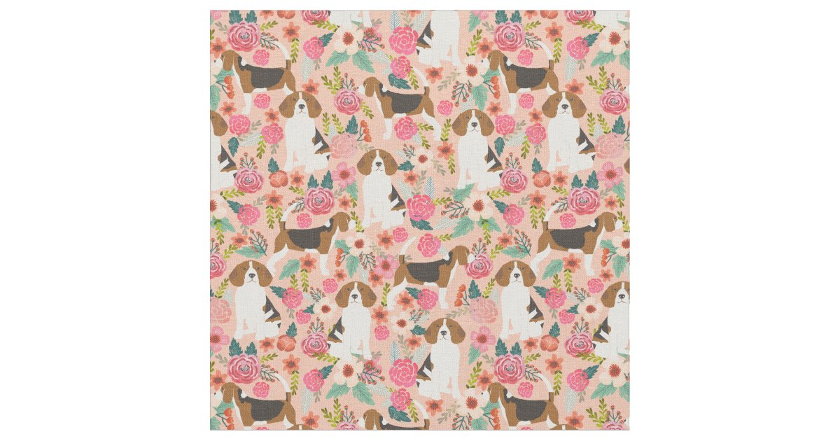 Beagles Fabric - Flowers Pink | Zazzle.com