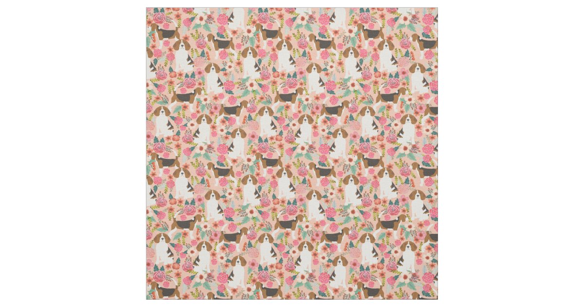 Beagles Fabric - Flowers Pink | Zazzle