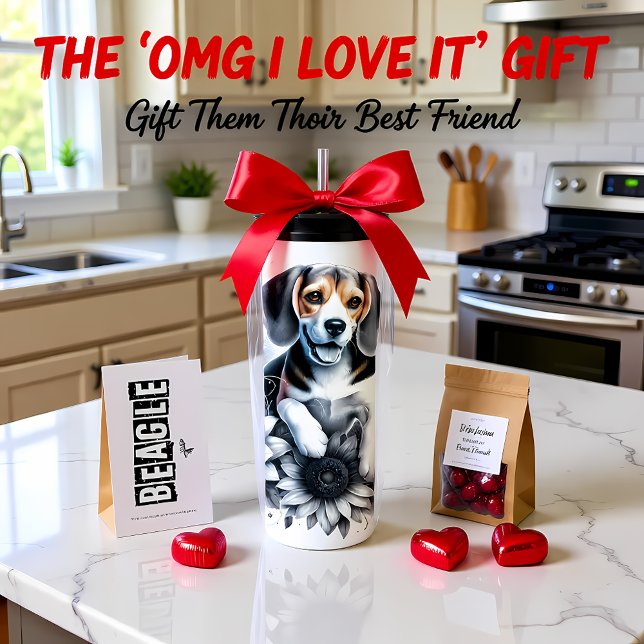 Beagle's Grayscale Floral Charm Thermal Tumbler (Creator Uploaded)