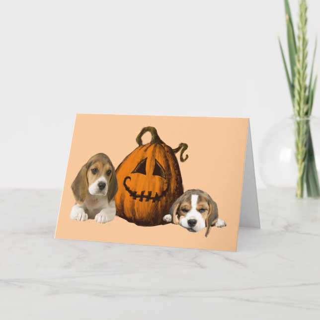 Beagles Halloween Greeting Card (Front)