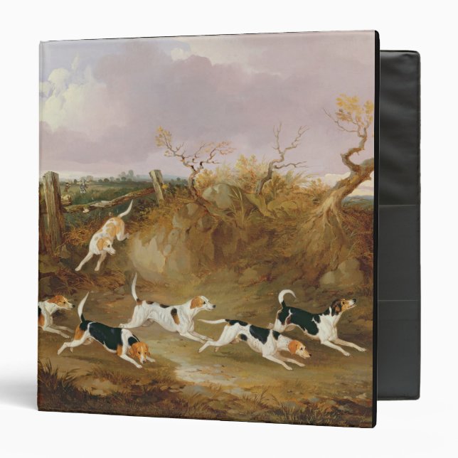 Beagles in Full Cry, 1845 (oil on canvas) 3 Ring Binder (Front/Inside)