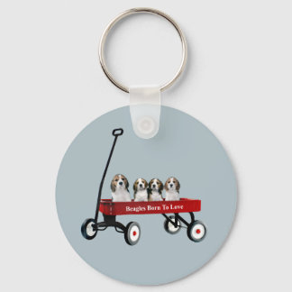 Beagles In Wagon Keychain
