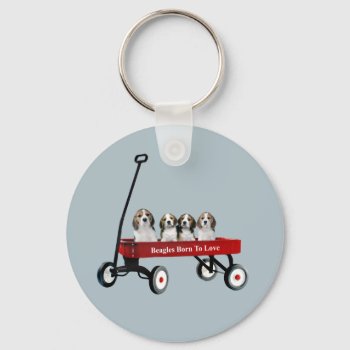 Beagles In Wagon Keychain by normagolden at Zazzle