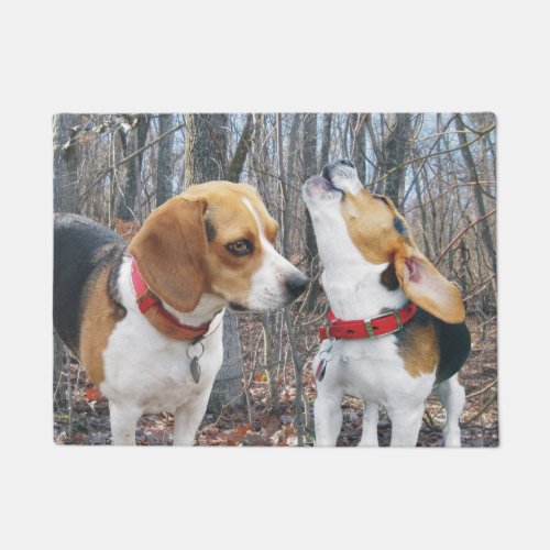 Beagles in Woods Door Mat